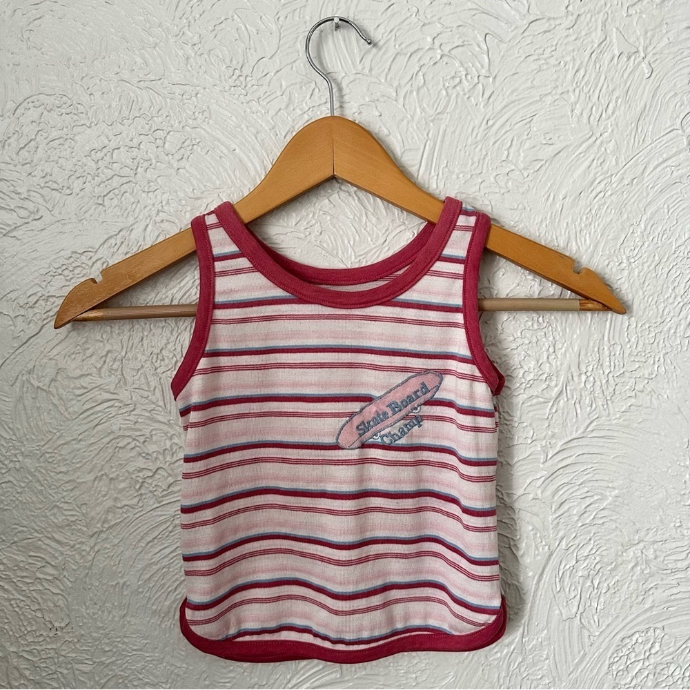Vintage Girl Pink Striped Skate Board Champ Tank Top